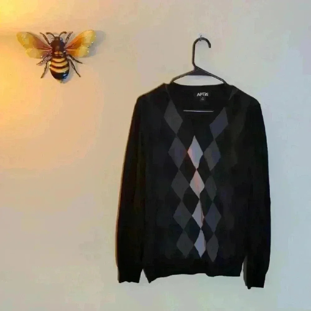 Apt.9 long sleeve shirt, black and gray, large